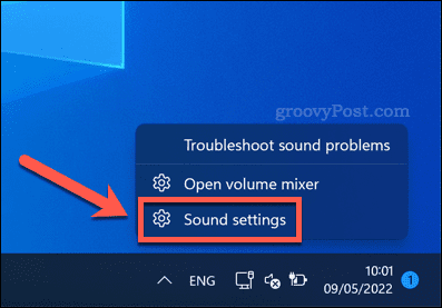 Otvorte nastavenia zvuku v systéme Windows 11