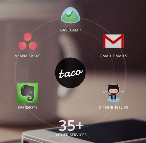 Pripojte všetky svoje služby k aplikácii Taco.