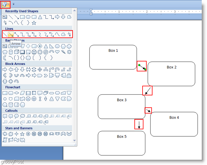 Vývojový diagram programu Microsoft Word 2007 LInes