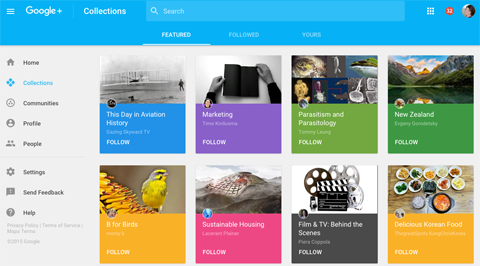 nové kolekcie odporúčané google plus