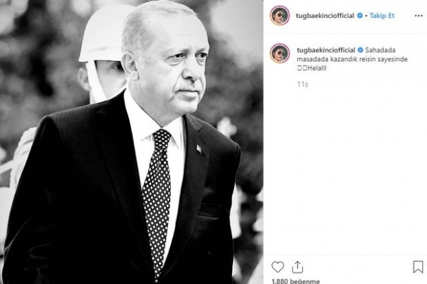 Tuğba Ekinci zdieľanie prezidenta Erdoğana