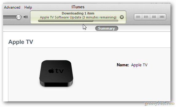 Priebeh aktualizácie Apple TV