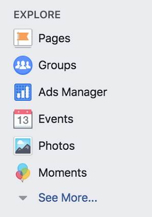 Prístup k skupinám Facebook získate v sekcii Preskúmať vo svojom osobnom profile na Facebooku.