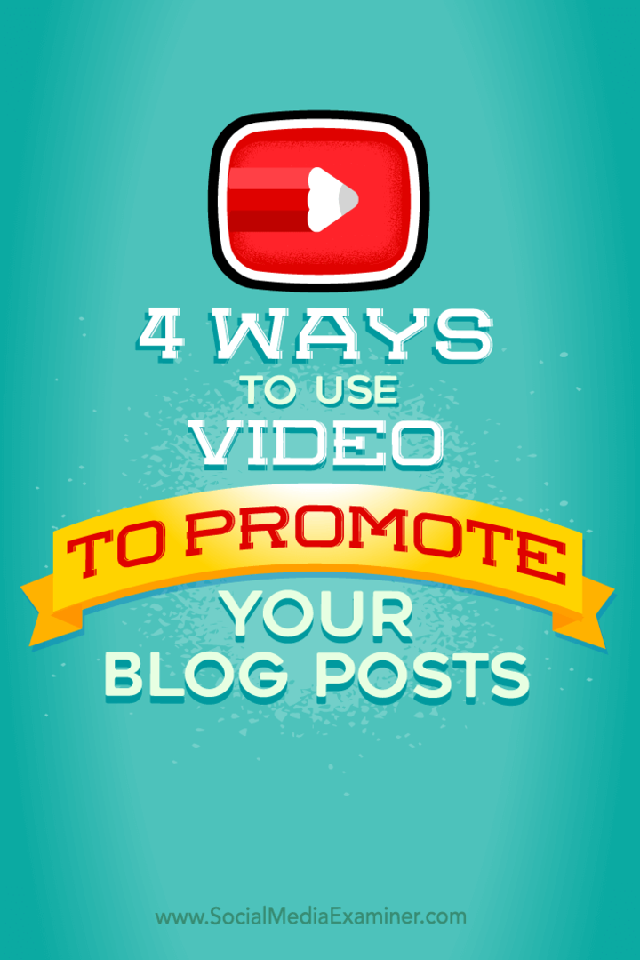 Tipy na štyri spôsoby propagácie vašich blogových príspevkov pomocou videa.