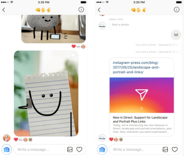  Instagram pridal podporu pre webové odkazy v Direct a teraz umožňuje používateľom zvoliť pre obrázok orientáciu na šírku a na výšku