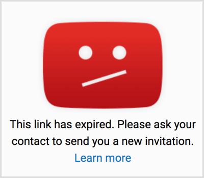 Platnosť odkazu na pozvánku na YouTube vypršala