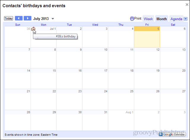 narodeniny v kalendári Google