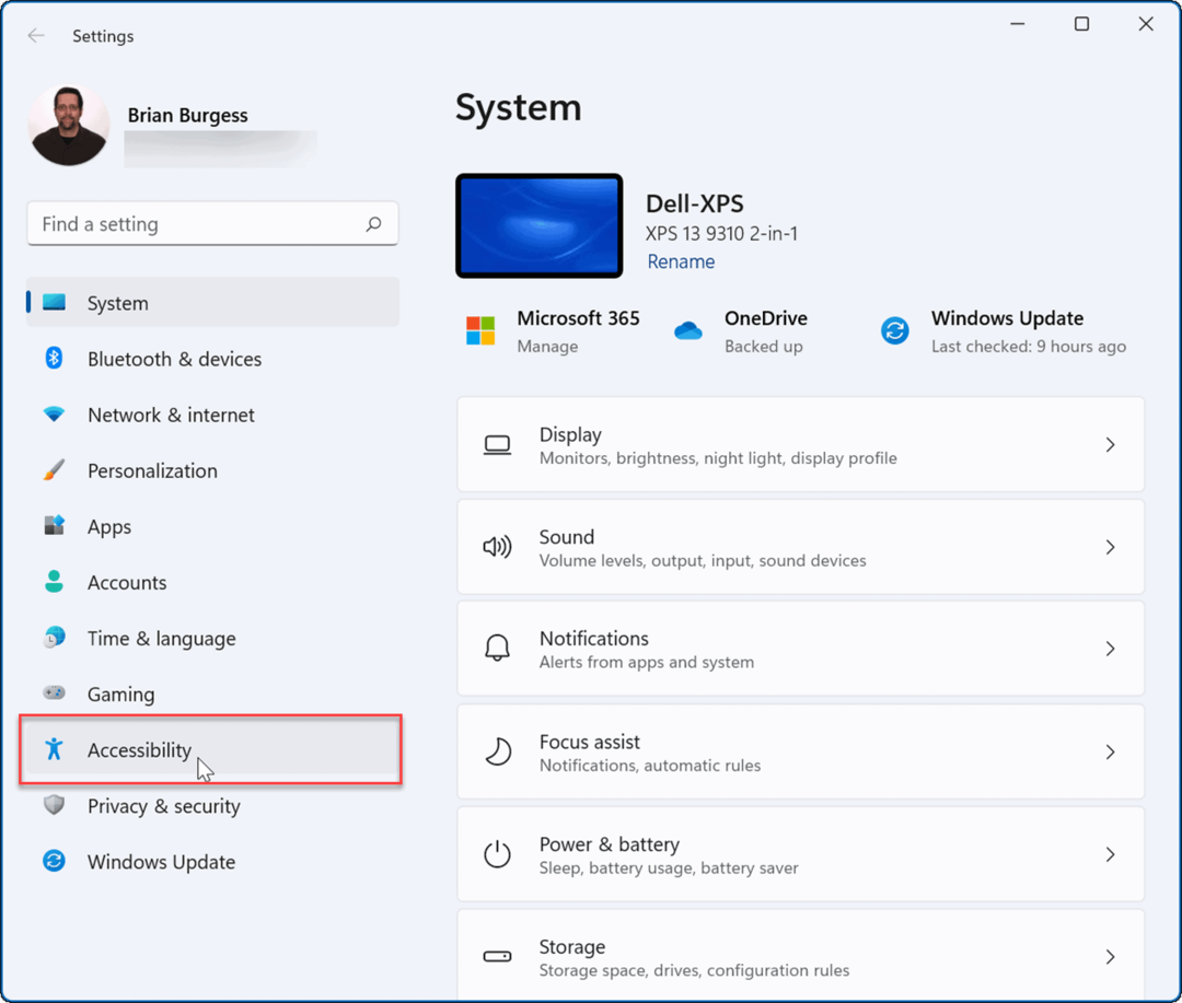 Nastavenia Windows 11 Prístupnosť