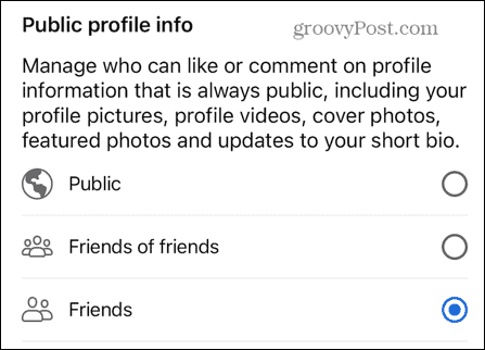 informácie o verejnom profile na facebooku