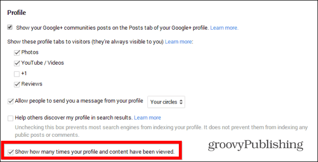 Tip Google+: Skryť počet zobrazení profilu