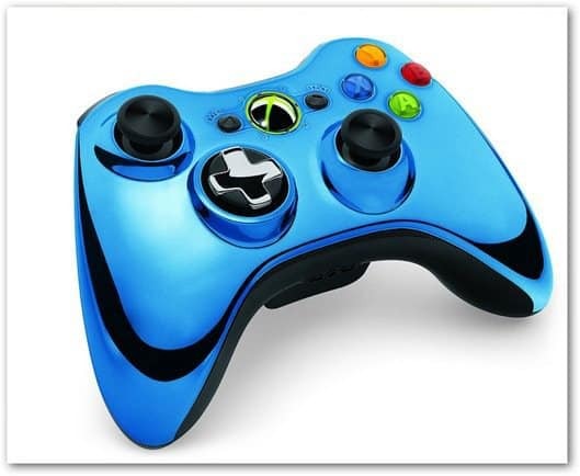 Chromový ovládač Xbox 360 modrý