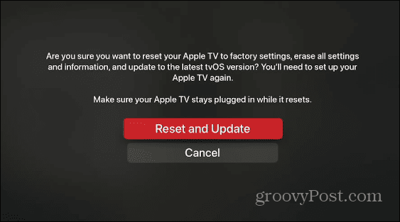resetovať Apple TV