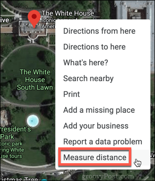 Možnosť Google Maps Measure Distance (Merať vzdialenosť)