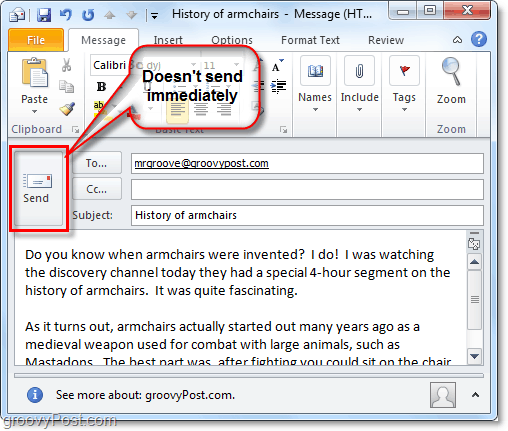 odoslanie e-mailu v programe Outlook 2010 neznamená, že bude doručená okamžite