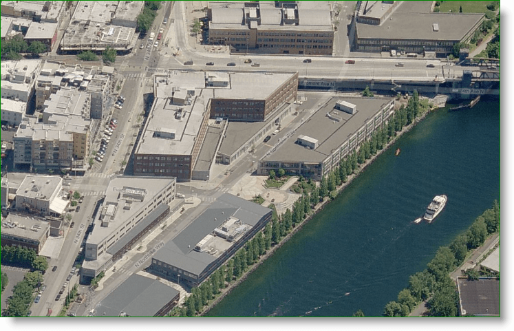 Bing Maps Bird's Eye View - ústredie Google v Seattli - Fremont Wa