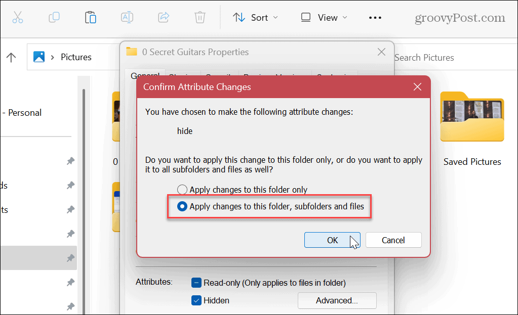 Skryť súbory a priečinky v systéme Windows 11