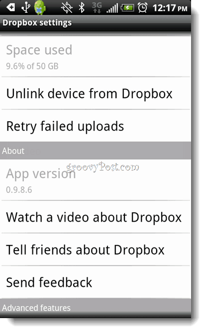 Odinštalovanie Dropboxu pre Android