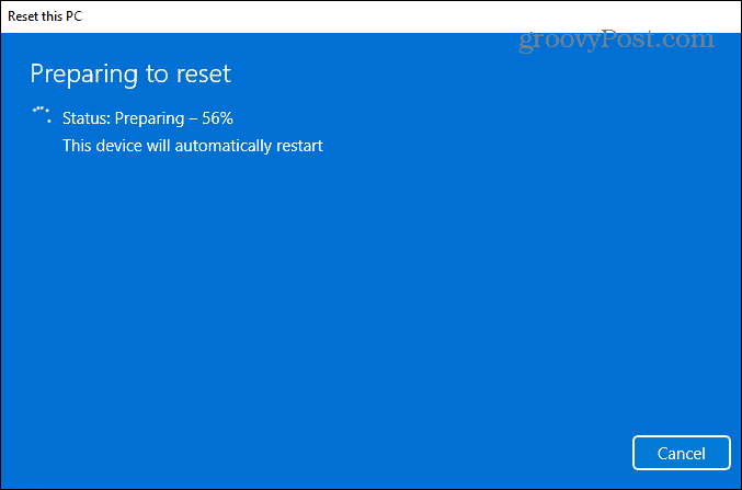 príprava na reštartovanie systému Windows 11