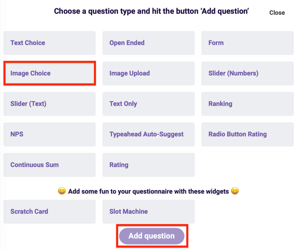 Pridajte otázku do svojho dotazníka Survey Anyplace.