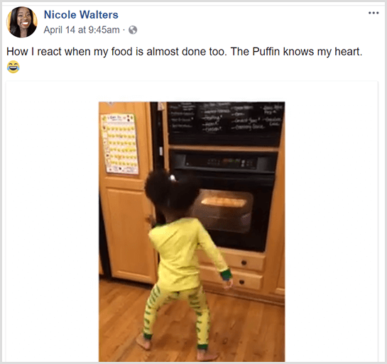 Nicole Walters zverejnila na Facebooku video so svojou mladou dcérou, ktorá tancovala pred pecou v pyžame, keď čakala na dokončenie jedla.