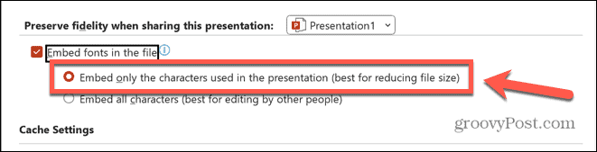 powerpoint vložiť len použité znaky