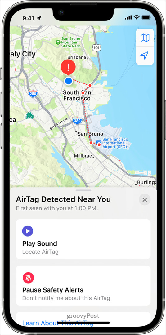 AirTag sledovanie v aplikácii Find My