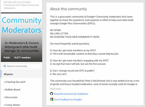príspevok pokynov pre komunitu google +