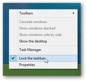 odomknúť hlavnom paneli systému Windows 8
