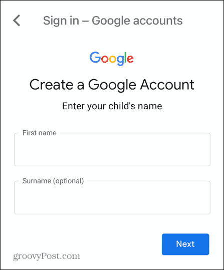 názov detského účtu gmail