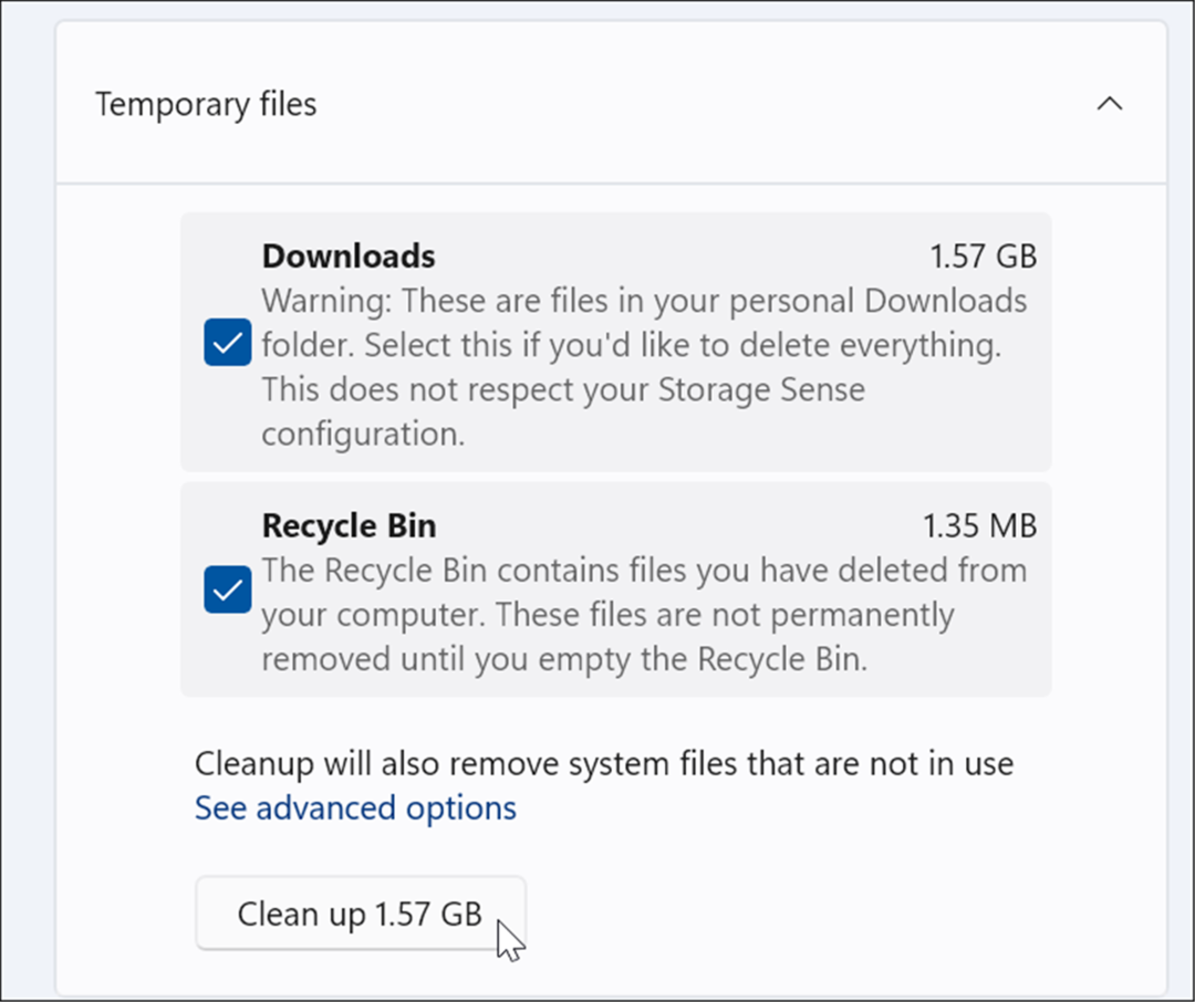 odstrániť dočasné súbory v systéme Windows 11