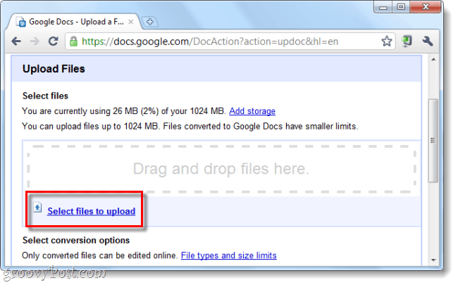 nahrať súbory do služby Dokumenty Google