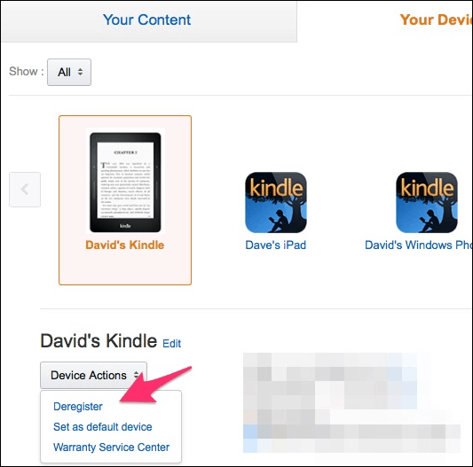 Zrušte registráciu Kindle