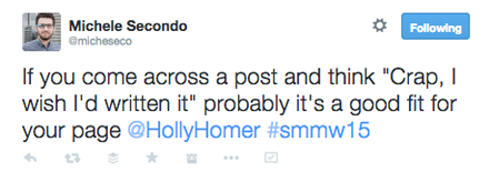 tweet z prezentácie holly homer smmw15