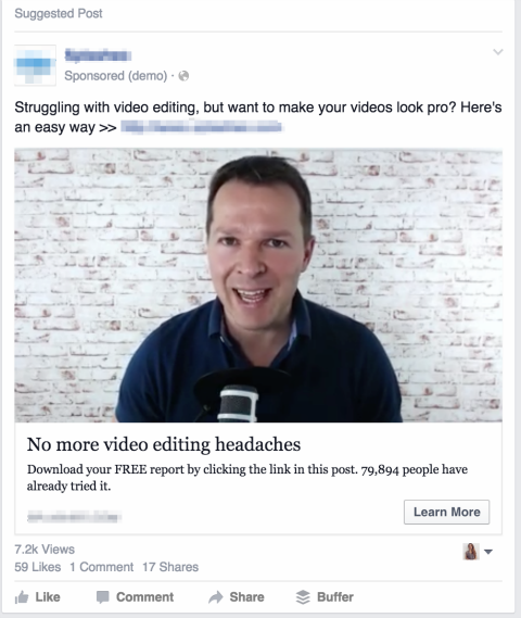 facebooková videoreklama v spravodajskom kanáli