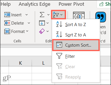 V časti Zoradiť a filtrovať vyberte položku Vlastné zoradenie