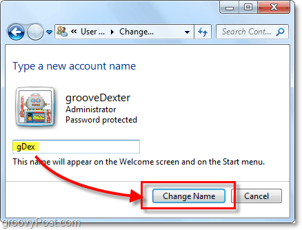 vytvoriť nový názov účtu pre Windows 7