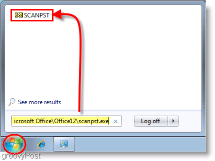 Screenshot - Spustenie nástroja na opravu SCANPST v programe Outlook 2007