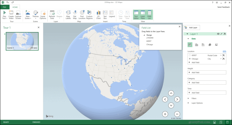 3D mapy v programe Excel