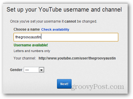 nastavenie používateľského mena youtube