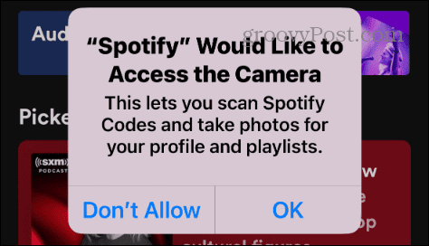 poskytnúť službe Spotify prístup k fotoaparátu