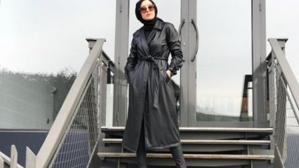 Modely koženej bundy v hidžábskom oblečení