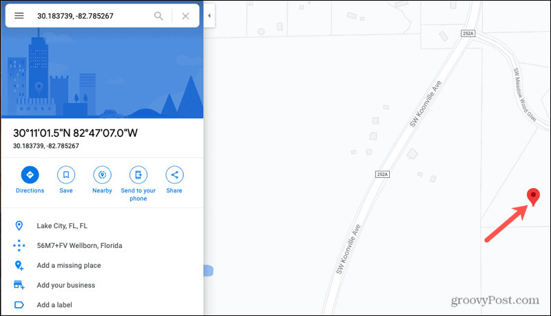 Podrobnosti o polohe Google Maps Online