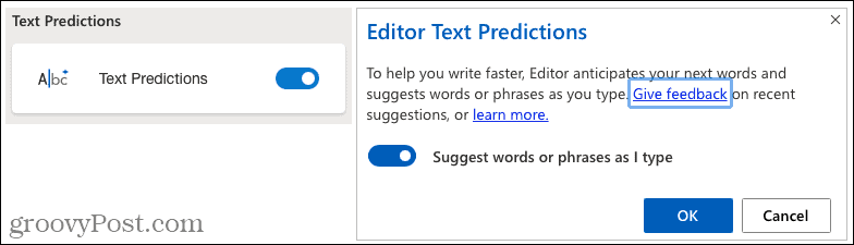 Textové predpovede aplikácie Microsoft Editor