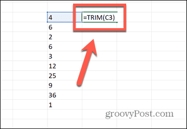 Excel trim vzorec