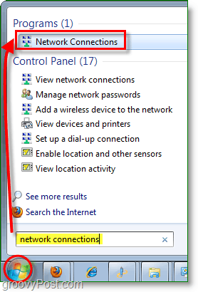 otvorte dialógové okno sieťových pripojení v systéme Windows 7