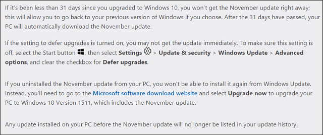 Poznámky k aktualizácii produktu Microsoft Win10, november