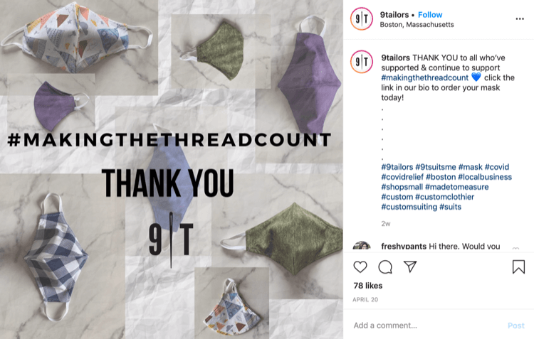 9Usporiadajte Instagramový príspevok o predaji masiek