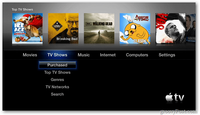 Hlavná ponuka Apple TV 2