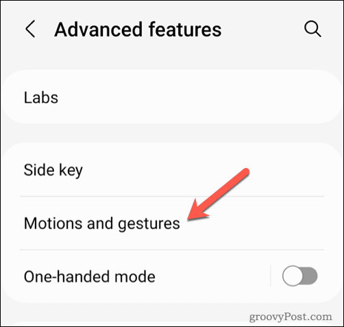 Ponuka pohybov a gest pre Android