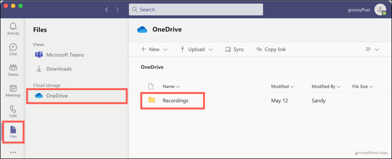 Súbory, OneDrive, nahrávky v tímoch
